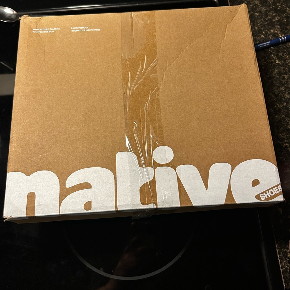 Native Shoes Brown Box with White Logo